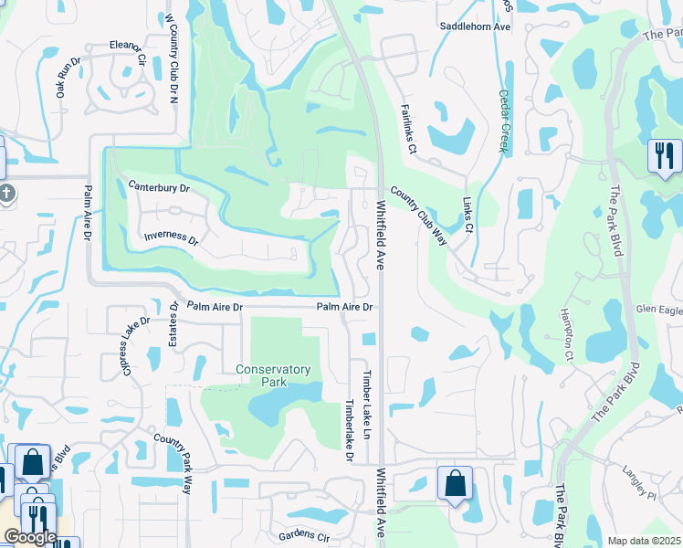 map of restaurants, bars, coffee shops, grocery stores, and more near 7880 Palm Aire Lane in Sarasota
