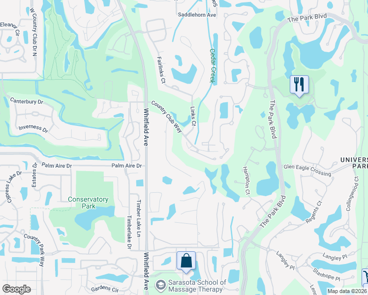 map of restaurants, bars, coffee shops, grocery stores, and more near 6132 Country Club Way in Sarasota
