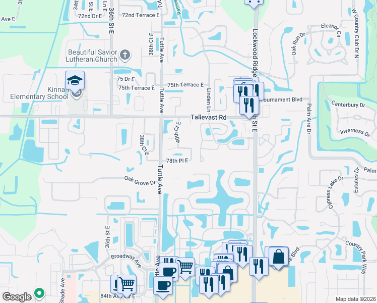 map of restaurants, bars, coffee shops, grocery stores, and more near 7814 Geneva Lane in Sarasota