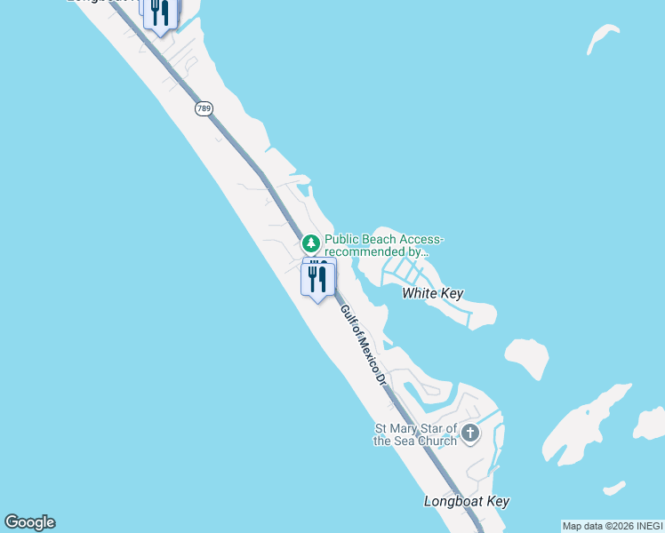 map of restaurants, bars, coffee shops, grocery stores, and more near 4600 Gulf of Mexico Drive in Longboat Key