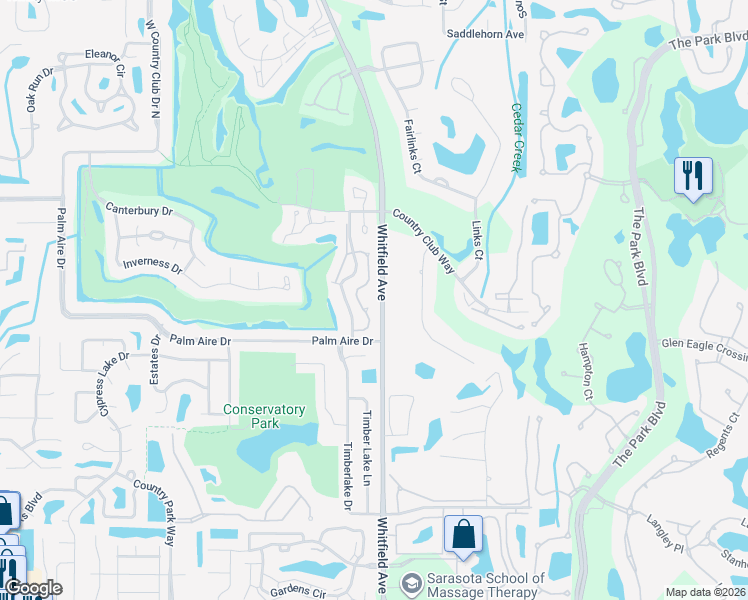 map of restaurants, bars, coffee shops, grocery stores, and more near 7838 Pine Trace Drive in Sarasota