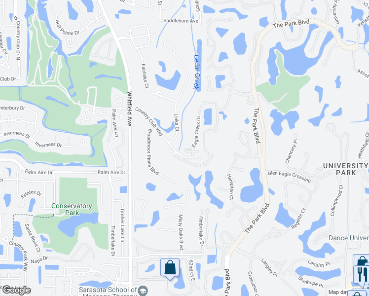 map of restaurants, bars, coffee shops, grocery stores, and more near 7766 Eagle Creek Drive in Sarasota
