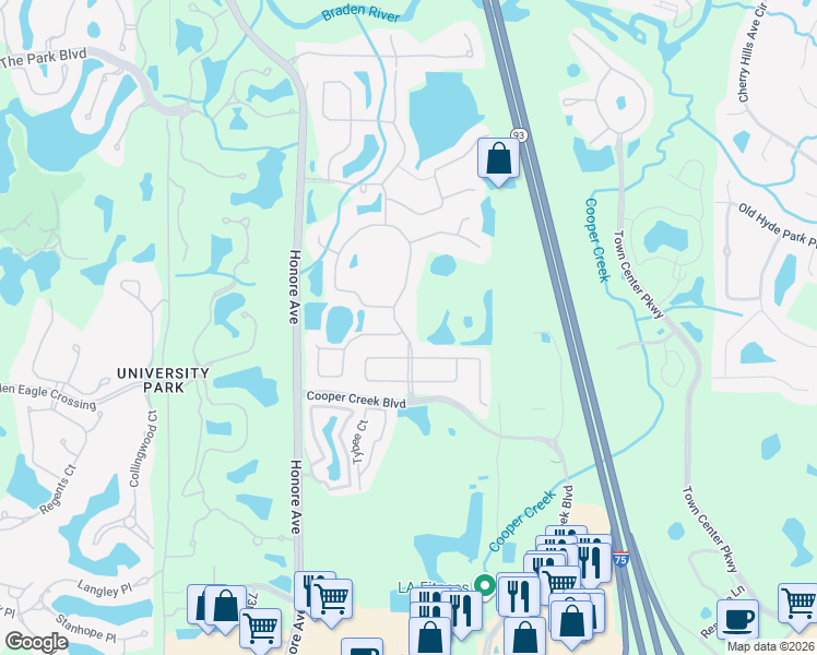 map of restaurants, bars, coffee shops, grocery stores, and more near 7731 Charleston Street in Bradenton