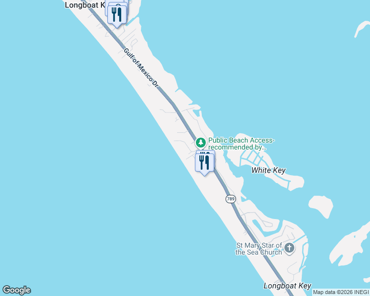 map of restaurants, bars, coffee shops, grocery stores, and more near 4825 Gulf of Mexico Drive in Longboat Key