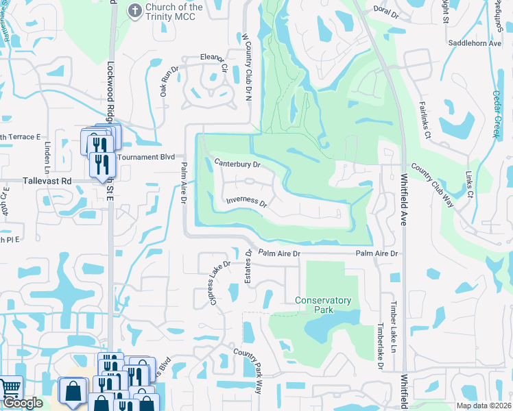 map of restaurants, bars, coffee shops, grocery stores, and more near 5108 Inverness Drive in Sarasota