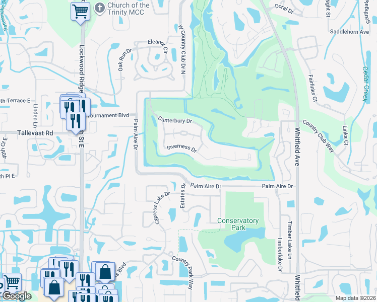 map of restaurants, bars, coffee shops, grocery stores, and more near 5108 Inverness Drive in Sarasota