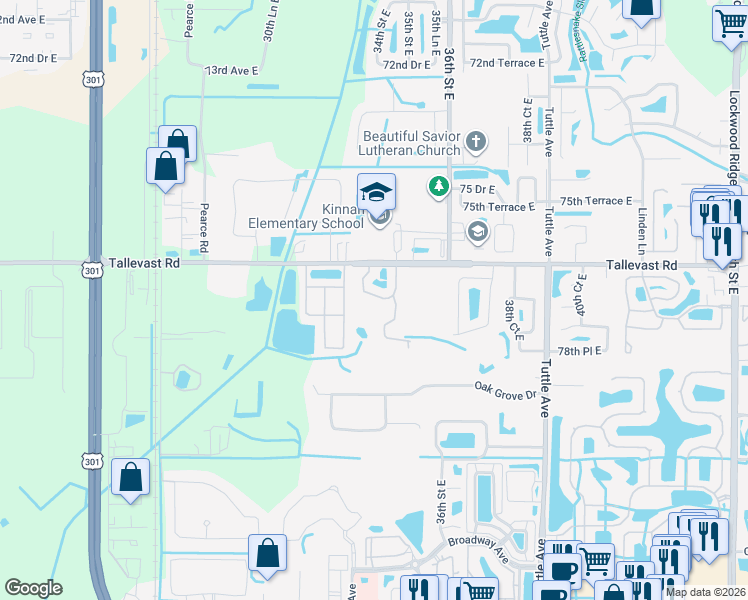 map of restaurants, bars, coffee shops, grocery stores, and more near 7742 33rd Lane East in Sarasota