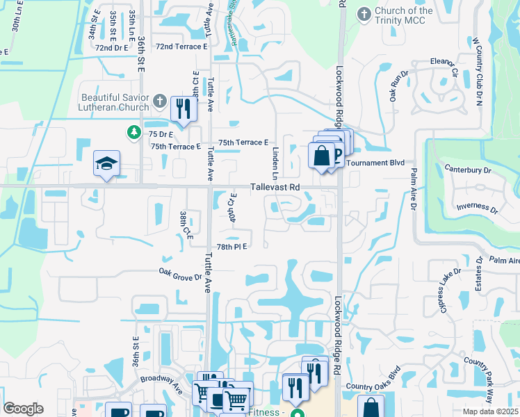 map of restaurants, bars, coffee shops, grocery stores, and more near 7720 Geneva Lane in Sarasota