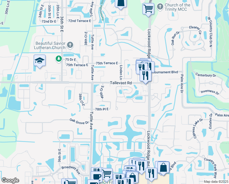map of restaurants, bars, coffee shops, grocery stores, and more near 7720 Geneva Lane in Sarasota