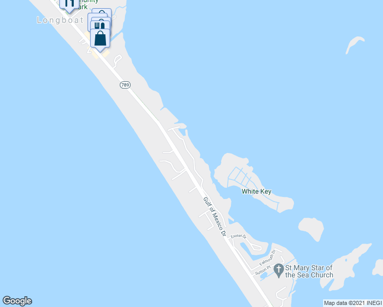 map of restaurants, bars, coffee shops, grocery stores, and more near 4700 Gulf of Mexico Drive in Longboat Key
