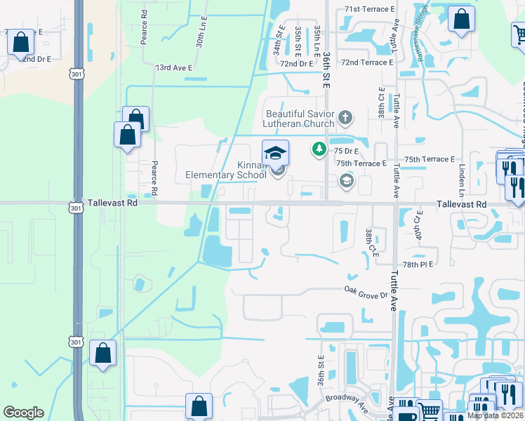 map of restaurants, bars, coffee shops, grocery stores, and more near 7703 33rd Lane East in Sarasota