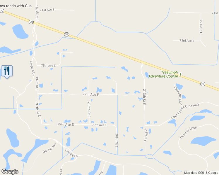 map of restaurants, bars, coffee shops, grocery stores, and more near 7630 209th Street East in Bradenton