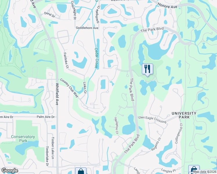 map of restaurants, bars, coffee shops, grocery stores, and more near 7712 Whitebridge Glen in Bradenton