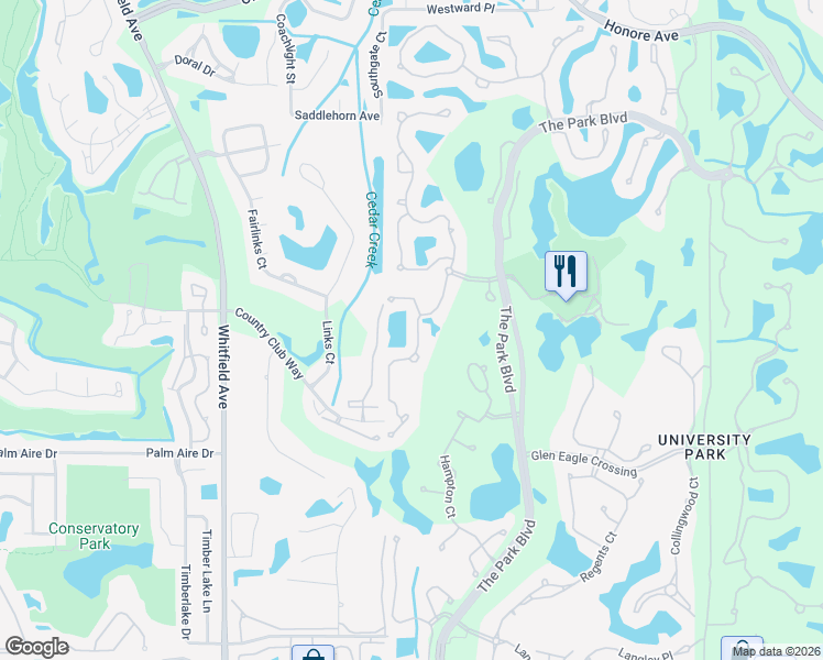 map of restaurants, bars, coffee shops, grocery stores, and more near 7634 Eagle Creek Drive in Sarasota