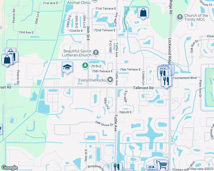 map of restaurants, bars, coffee shops, grocery stores, and more near 7654 37th Street Circle East in Sarasota