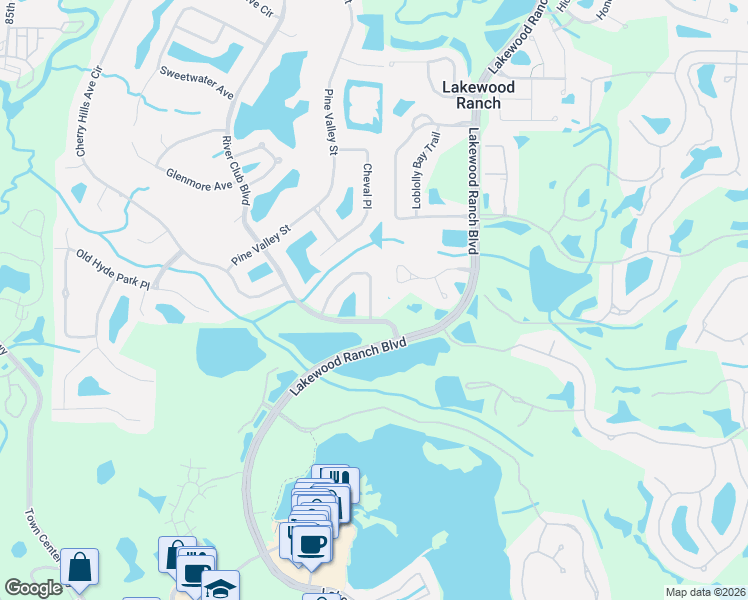 map of restaurants, bars, coffee shops, grocery stores, and more near 7654 Partridge Street Circle in Bradenton