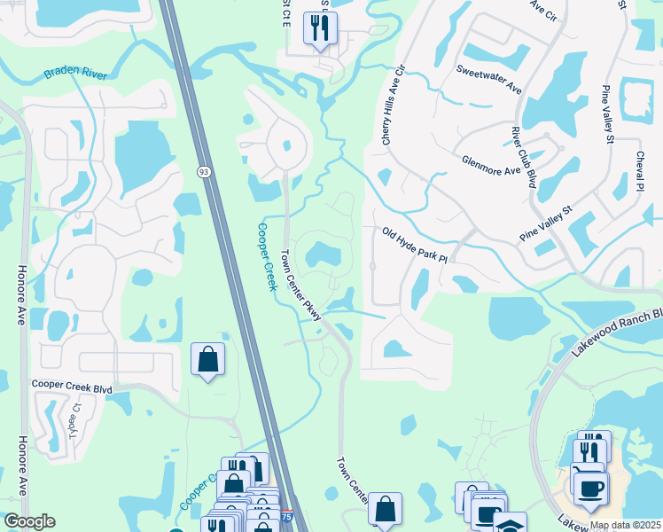 map of restaurants, bars, coffee shops, grocery stores, and more near 8804 Manor Loop in Bradenton