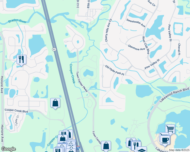 map of restaurants, bars, coffee shops, grocery stores, and more near 8804 Manor Loop in Bradenton