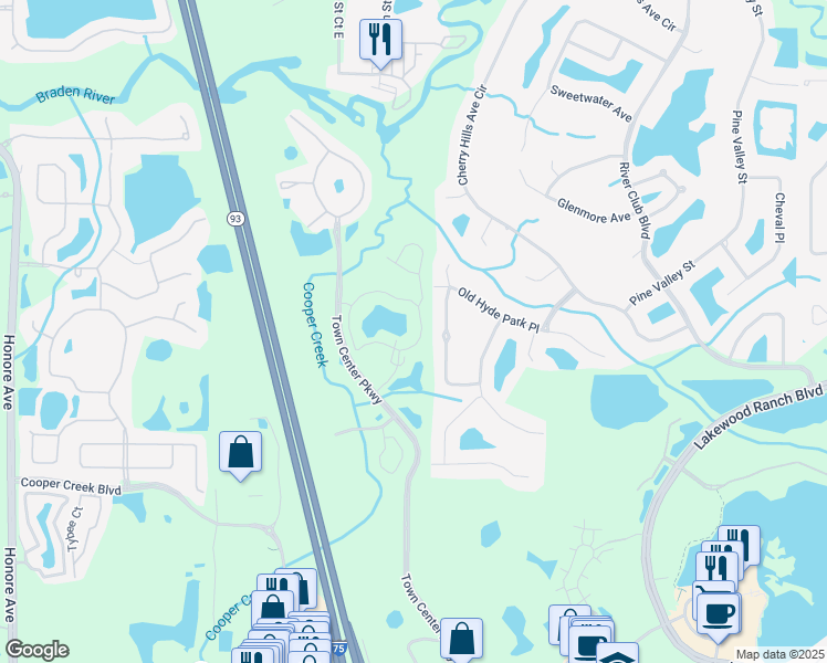 map of restaurants, bars, coffee shops, grocery stores, and more near 8821 Manor Loop in Bradenton