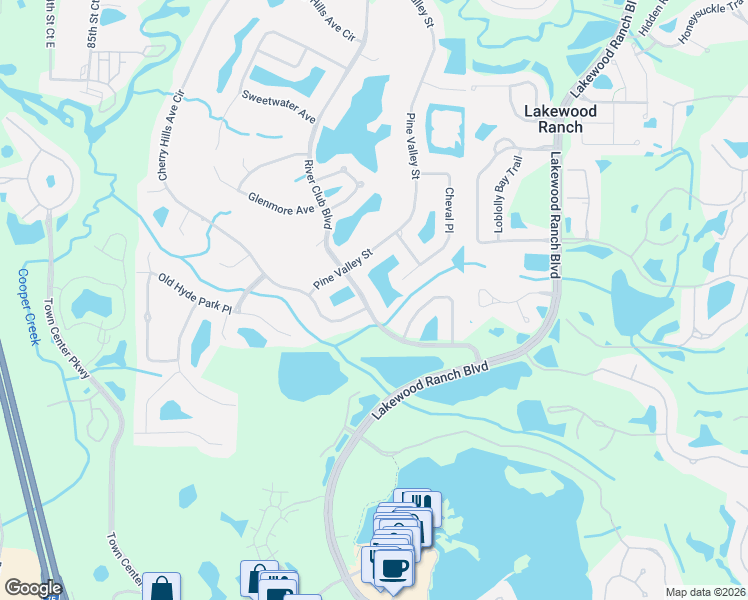 map of restaurants, bars, coffee shops, grocery stores, and more near 7535 River Club Boulevard in Bradenton