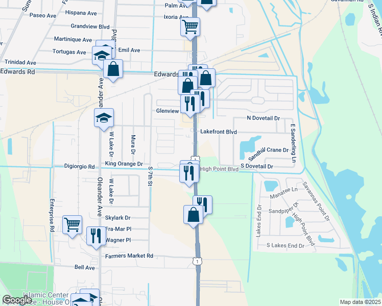 map of restaurants, bars, coffee shops, grocery stores, and more near 3239 U.S. 1 in Fort Pierce