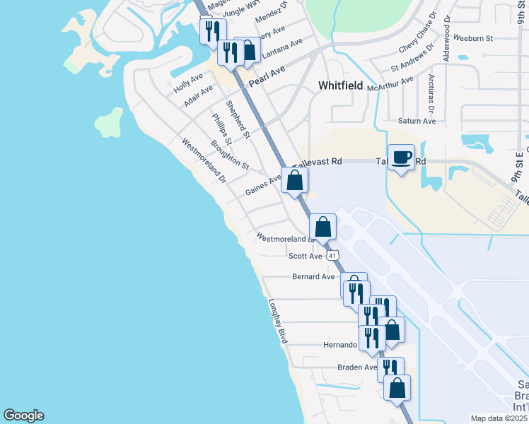 map of restaurants, bars, coffee shops, grocery stores, and more near 222 Greenwood Avenue in Sarasota