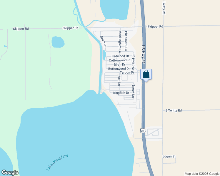 map of restaurants, bars, coffee shops, grocery stores, and more near Kingfish Ln in Sebring