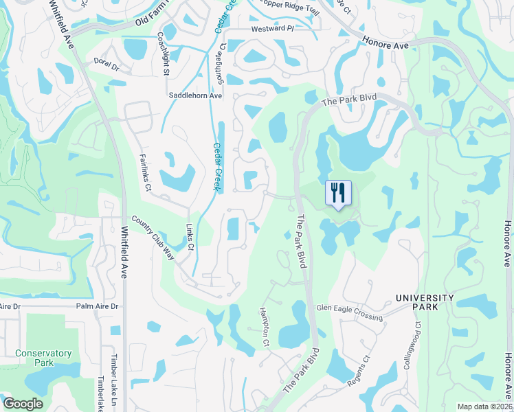 map of restaurants, bars, coffee shops, grocery stores, and more near 7612 Whitebridge Glen in Manatee County