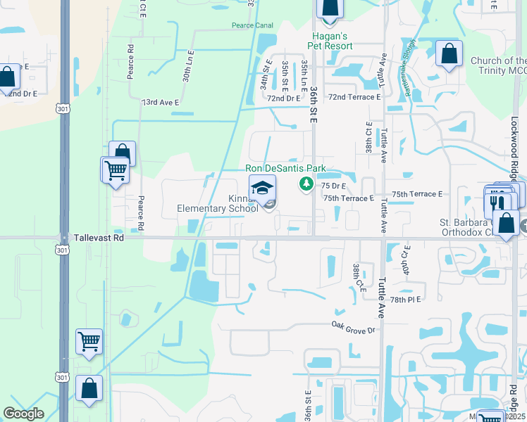 map of restaurants, bars, coffee shops, grocery stores, and more near 3415 Tallevast Road in Sarasota