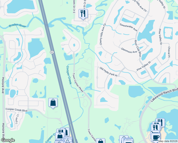 map of restaurants, bars, coffee shops, grocery stores, and more near 8821 Manor Loop in Bradenton