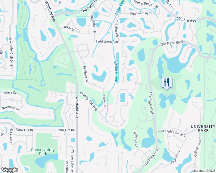 map of restaurants, bars, coffee shops, grocery stores, and more near 7575 Links Court in Sarasota