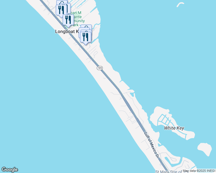 map of restaurants, bars, coffee shops, grocery stores, and more near 5055 Gulf of Mexico Drive in Longboat Key