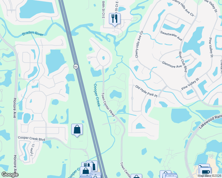 map of restaurants, bars, coffee shops, grocery stores, and more near 8911 Manor Loop in Lakewood Ranch
