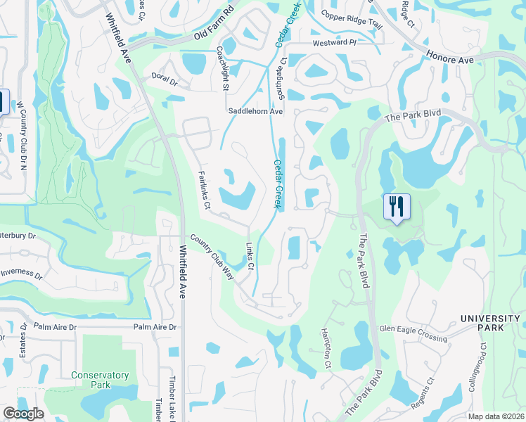 map of restaurants, bars, coffee shops, grocery stores, and more near 7575 Links Court in Sarasota