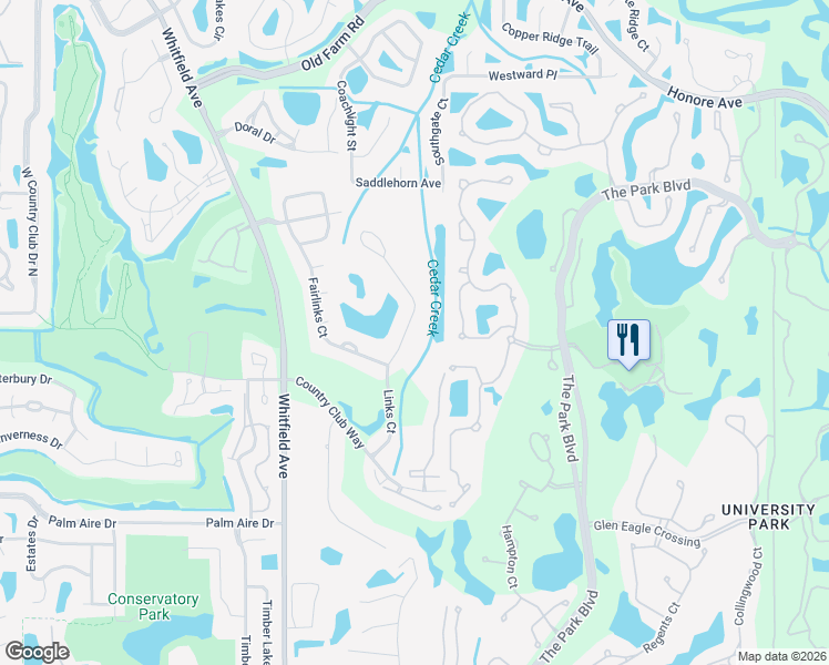 map of restaurants, bars, coffee shops, grocery stores, and more near 7555 Links Court in Sarasota
