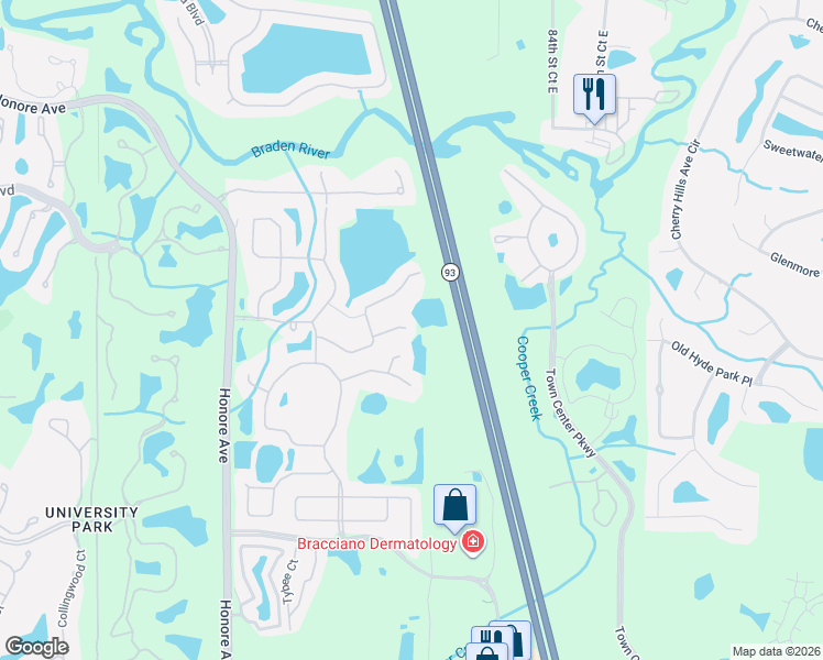 map of restaurants, bars, coffee shops, grocery stores, and more near 8203 Tabbystone Place in Bradenton