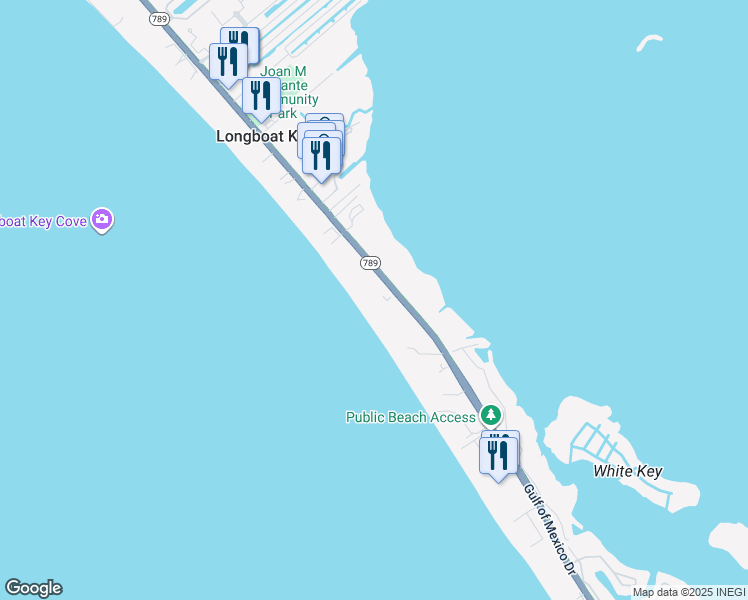 map of restaurants, bars, coffee shops, grocery stores, and more near 5135 Gulf of Mexico Drive in Longboat Key
