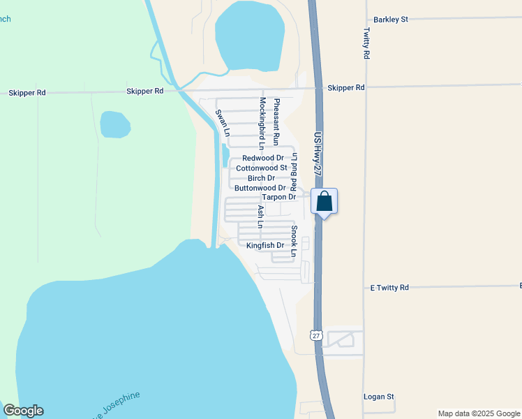map of restaurants, bars, coffee shops, grocery stores, and more near Ash Ln in Sebring