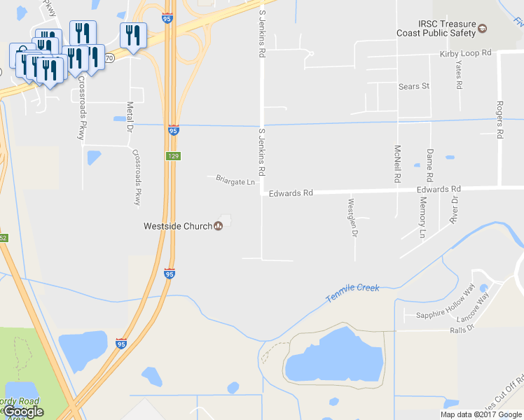 map of restaurants, bars, coffee shops, grocery stores, and more near 3318 South Jenkins Road in Fort Pierce