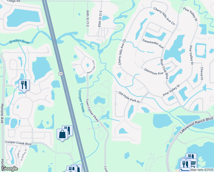 map of restaurants, bars, coffee shops, grocery stores, and more near 13 Vista Way in Bradenton