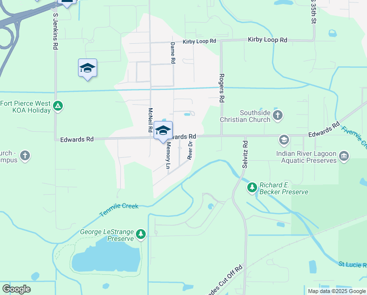 map of restaurants, bars, coffee shops, grocery stores, and more near 3208 Live Oak Lane in Fort Pierce