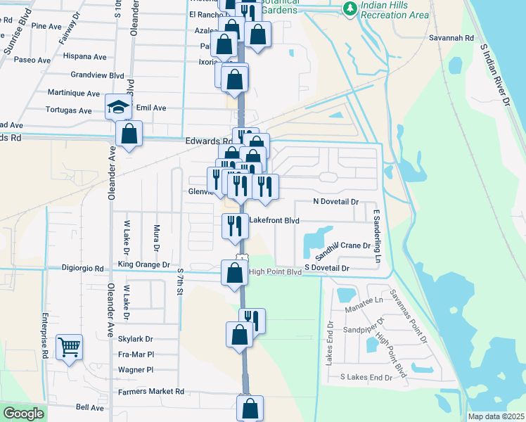 map of restaurants, bars, coffee shops, grocery stores, and more near 3224 U.S. 1 in Fort Pierce