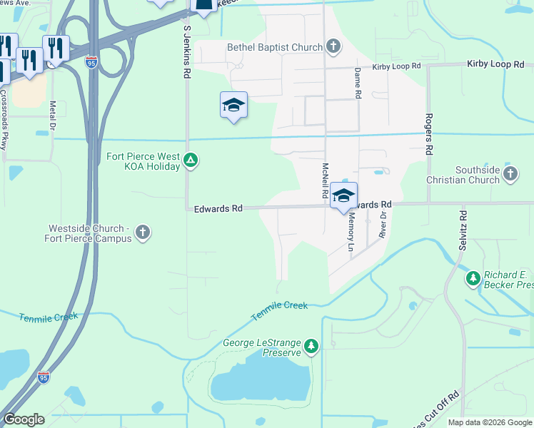 map of restaurants, bars, coffee shops, grocery stores, and more near 113 Westglen Drive in Fort Pierce
