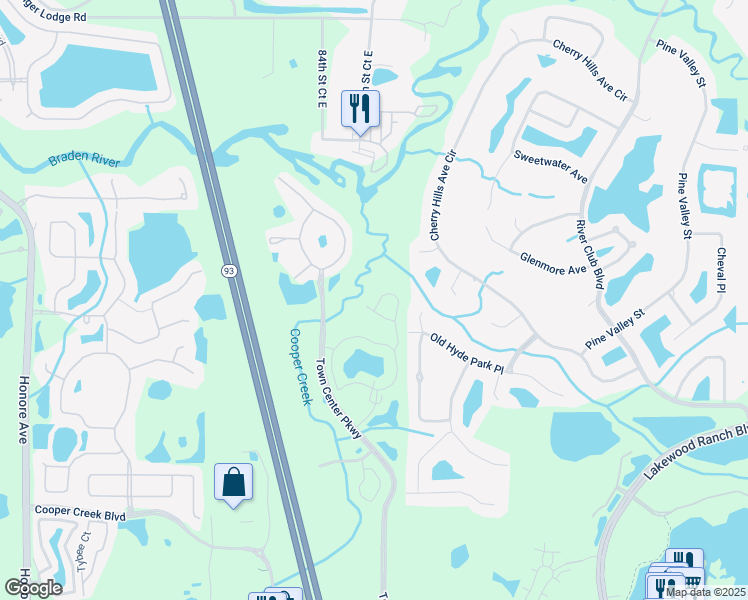 map of restaurants, bars, coffee shops, grocery stores, and more near 13 Vista Way in Bradenton