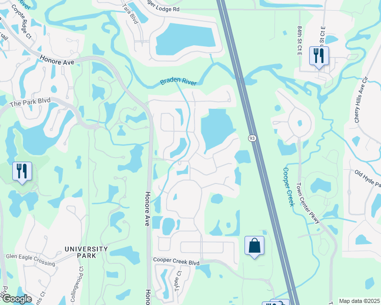 map of restaurants, bars, coffee shops, grocery stores, and more near 7440 Sea Island Lane in Bradenton