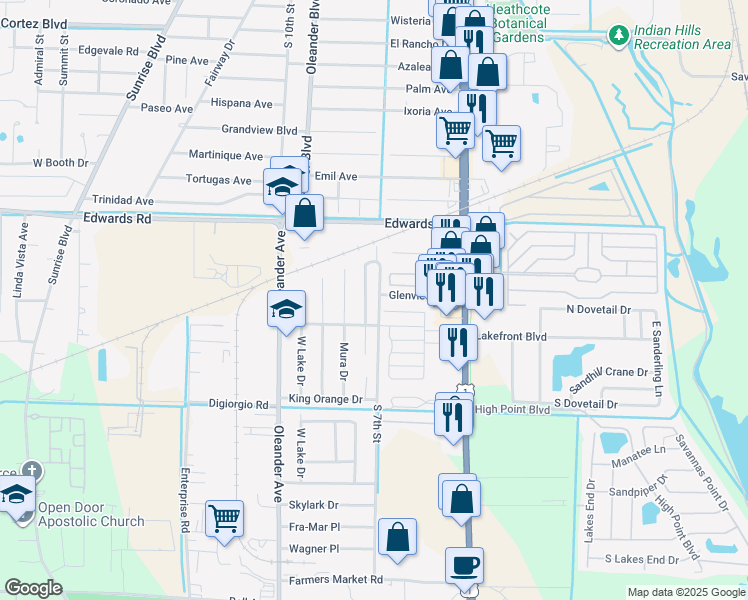 map of restaurants, bars, coffee shops, grocery stores, and more near 3120 Duban Terrace in Fort Pierce