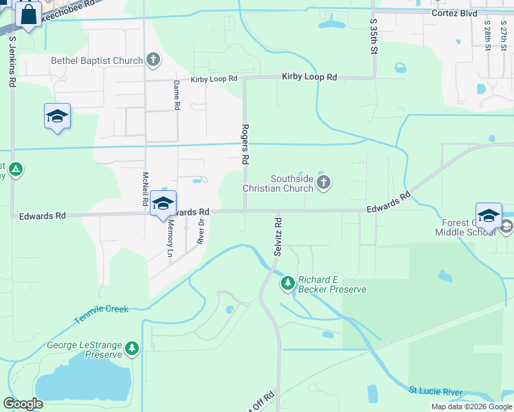 map of restaurants, bars, coffee shops, grocery stores, and more near 4162 Edwards Road in Fort Pierce