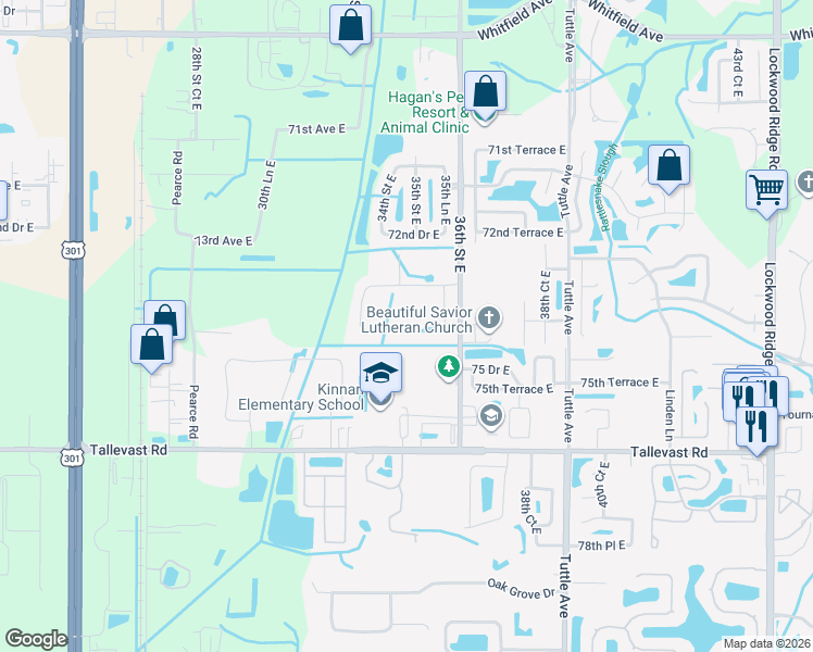 map of restaurants, bars, coffee shops, grocery stores, and more near 7416 Prospect Road in Sarasota