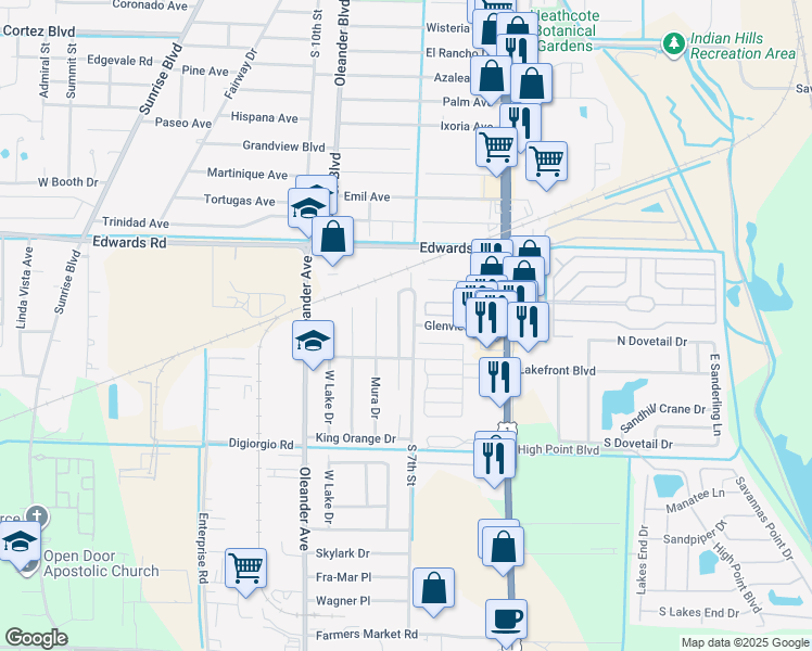 map of restaurants, bars, coffee shops, grocery stores, and more near 3120 Duban Terrace in Fort Pierce