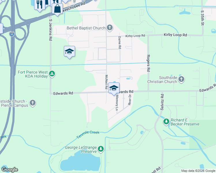map of restaurants, bars, coffee shops, grocery stores, and more near 3158 McNeil Road in Fort Pierce